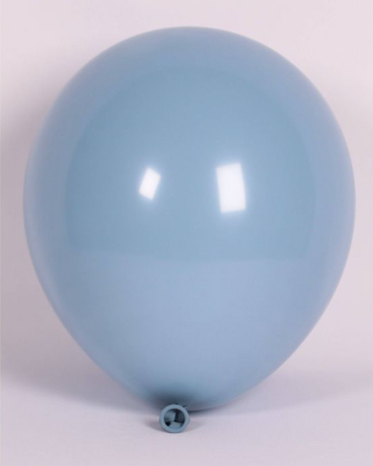 Dusty Blue 12" Latex Balloon Inflated With Helium & Ribbon