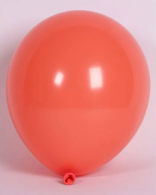 Coral 12" Latex Balloon Inflated With Helium & Ribbon