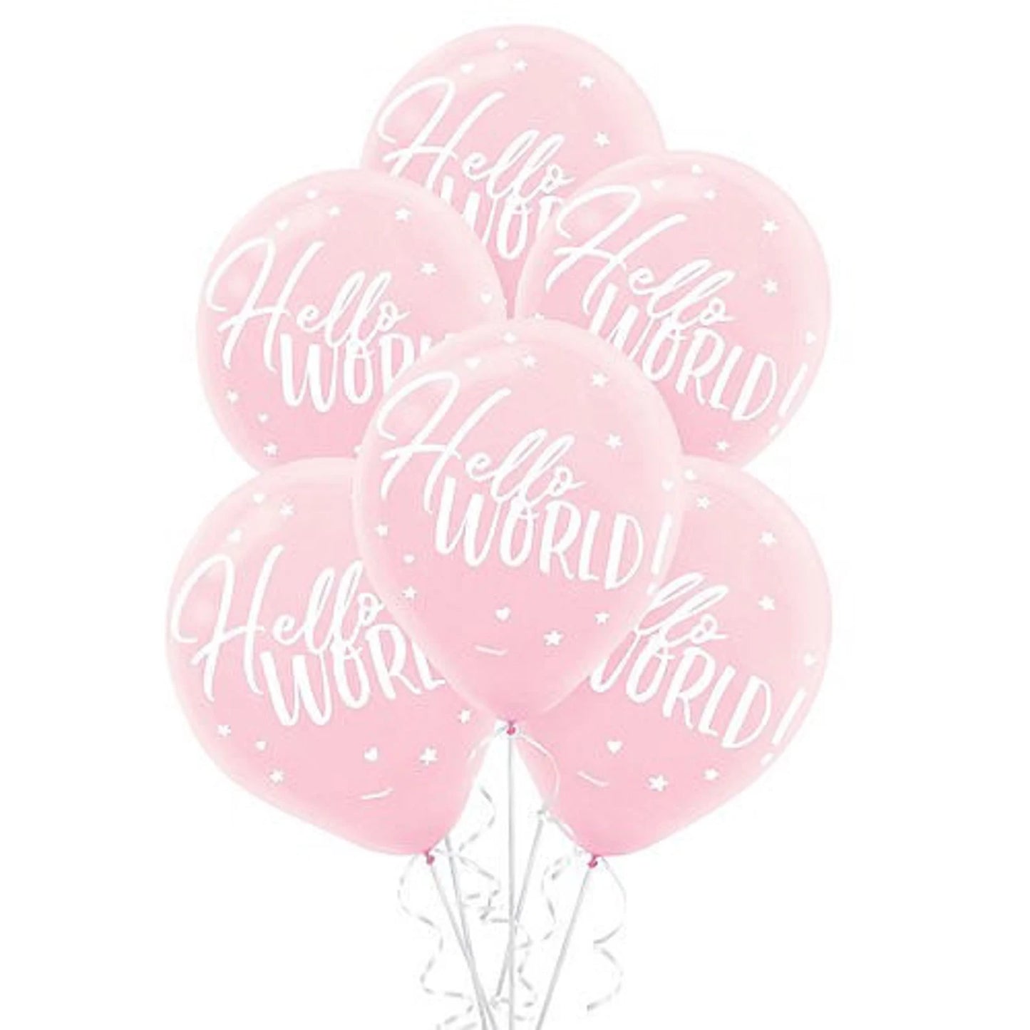 Hello World It's A Girl Baby Pink 12" Latex Balloon With Helium