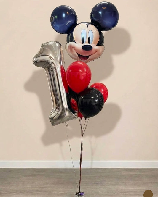 Giant Mickey Mouse Balloon Bouquet with 5 Helium Balloons And Weight