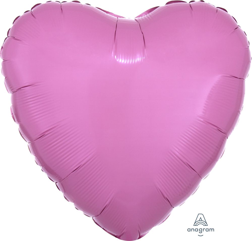 Heart Shaped Metallic Pink Foil Balloon 18" With Helium