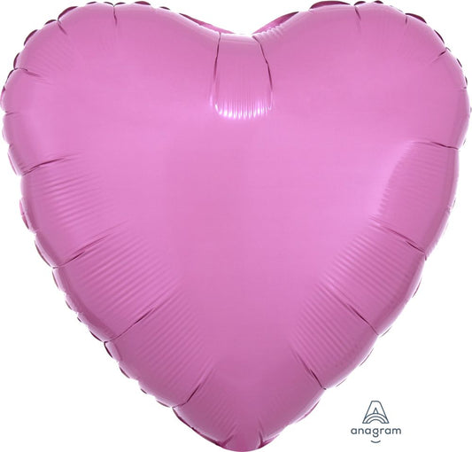 Heart Shaped Metallic Pink Foil Balloon 18" With Helium
