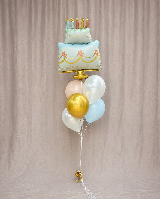 Giant Birthday Cake Balloon Bouquet With Helium And Weight