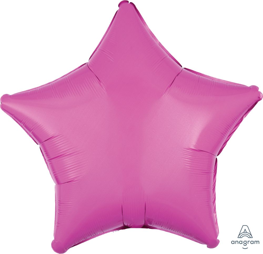 Star Shaped Bright Pink Foil Balloon 18" With Helium