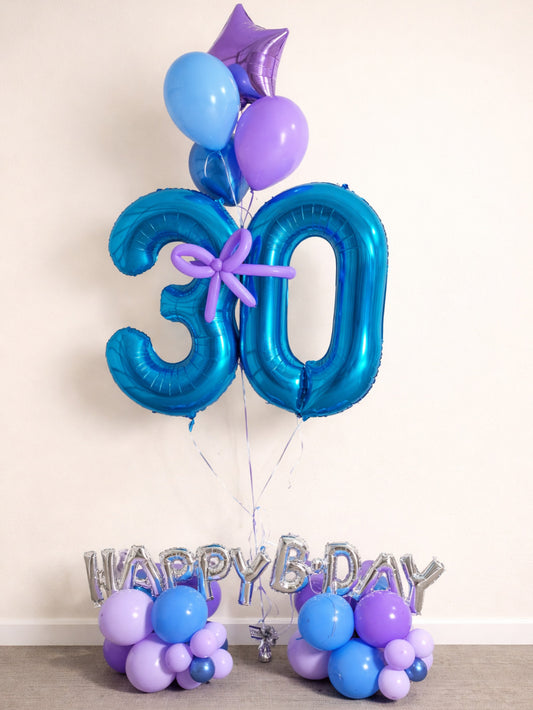 Happy Birthday Balloon Structure With Number Balloon Any Color