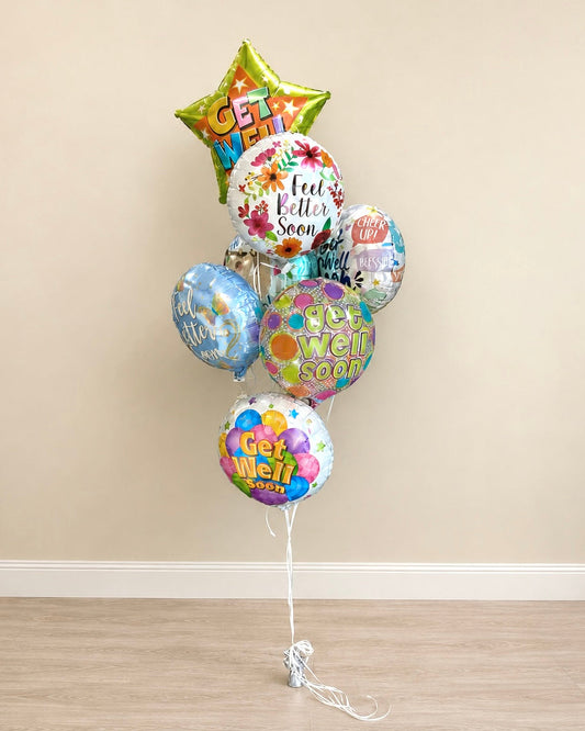 Get Well Soon Adult 8 Foil Balloon Bouquet With Helium