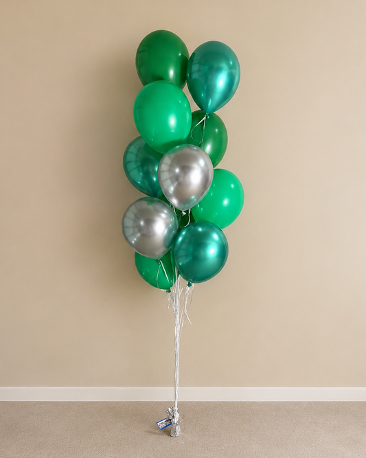 12 Helium Balloon Bouquet With Weight Mixed Greens