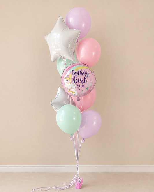 Birthday Girl Unicorn Happy Birthday Balloon Bouquet With Weight