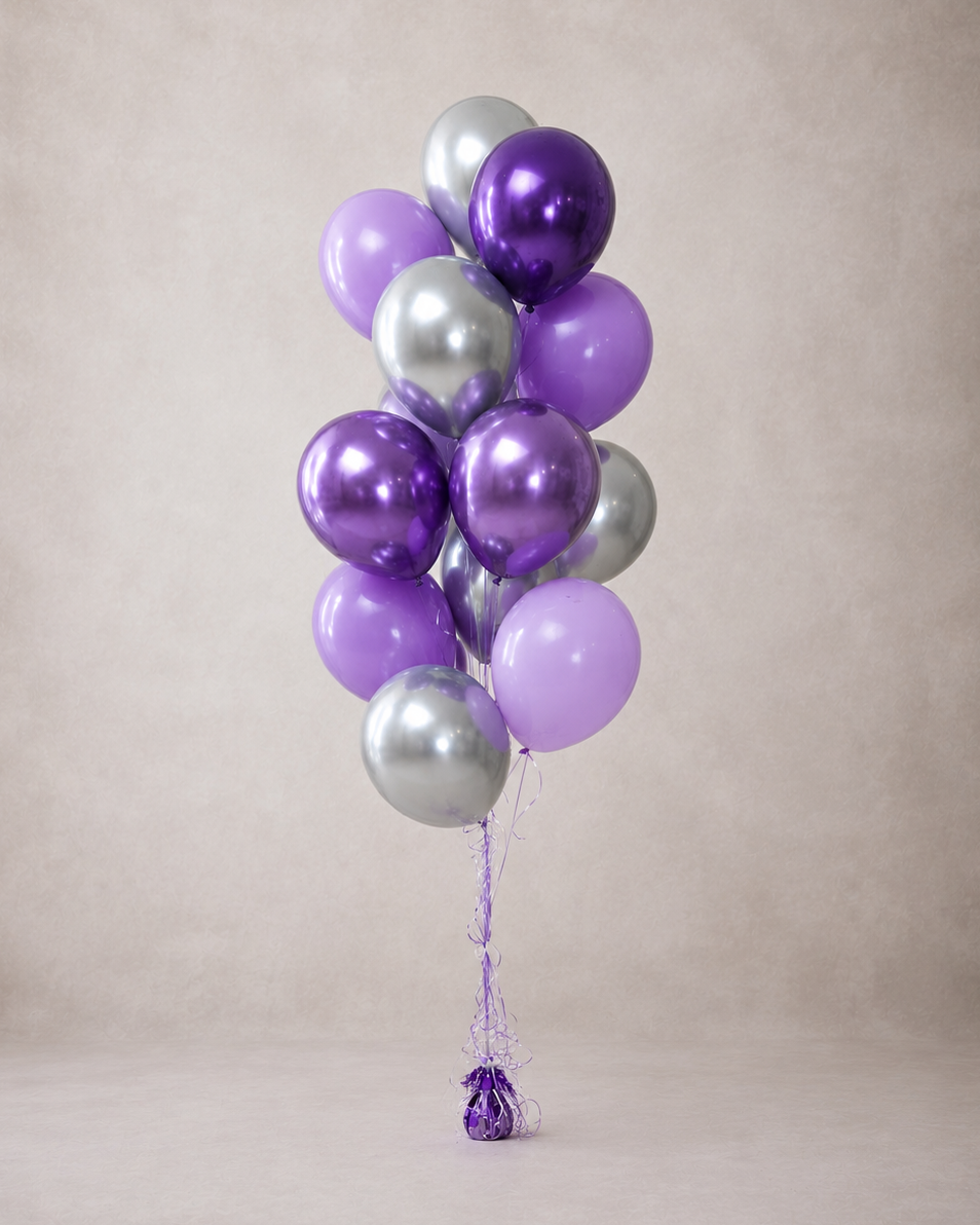 12 Helium Balloon Bouquet With Weight Mixed Purples
