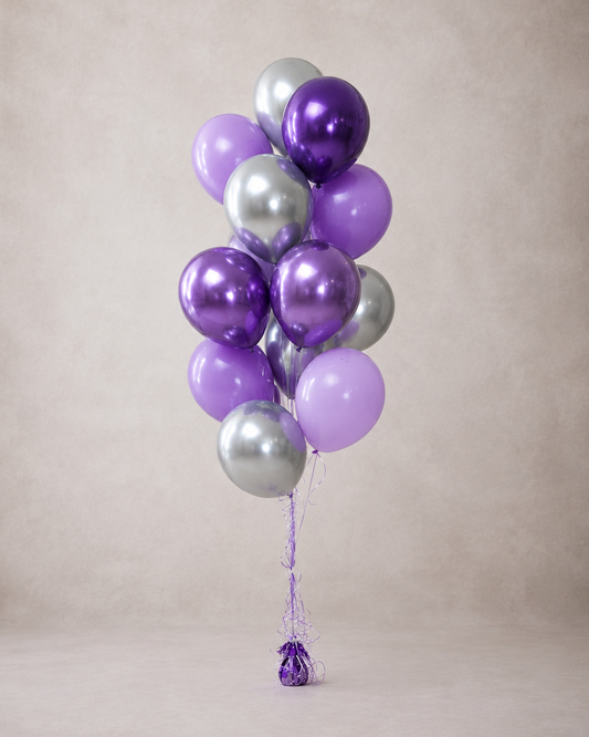 12 Helium Balloon Bouquet With Weight Mixed Purples