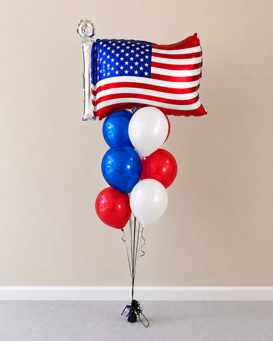 XXL Giant USA Flag Balloon Stars And Stripes 8 Balloon Bouquet With Helium