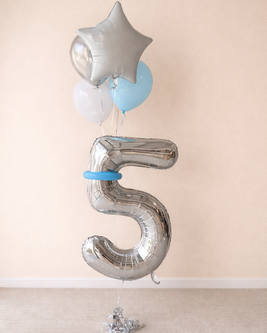 Giant Number Balloon With Helium Balloons And Star Any Color
