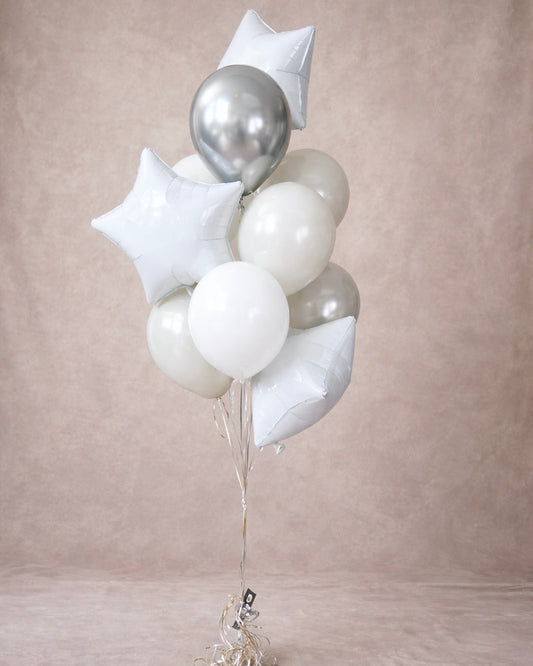Mixed Stars And Latex 9 Balloon Bouquet With Weight Any Color