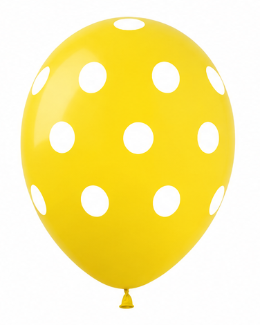 Yellow Polka Dot 12" Latex Balloon With Helium