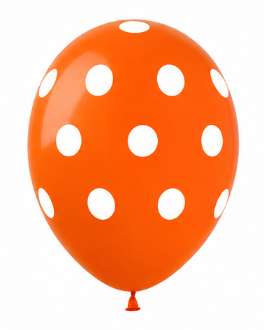 Orange Polka Dot 12" Latex Balloon With Helium