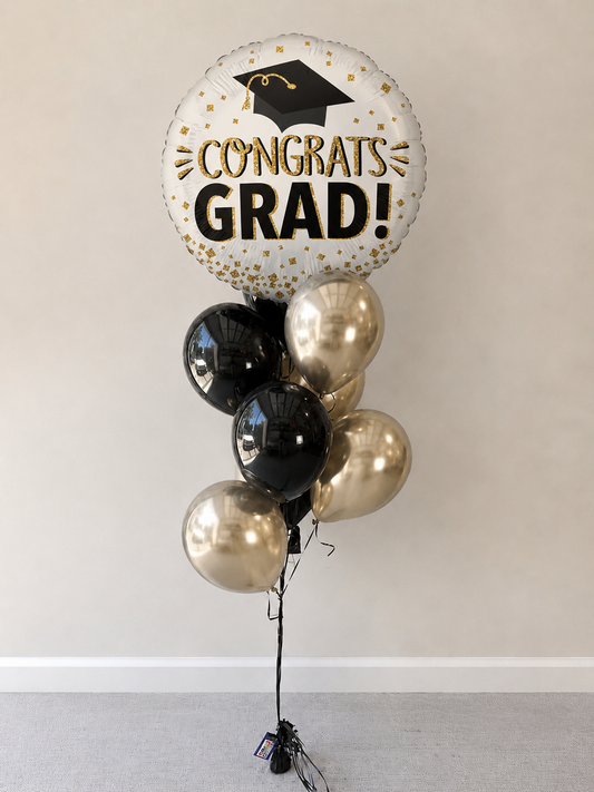 XXL Jumbo Congrats Grad Balloon Bouquet With Helium Any Color