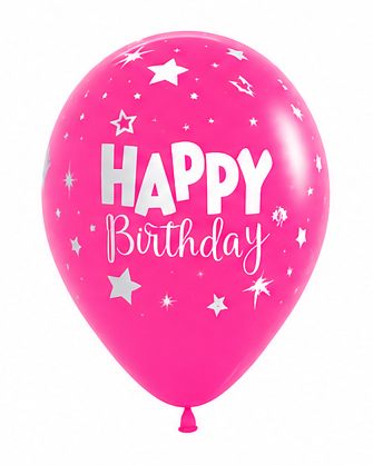 Hot Pink Happy Birthday 12" Latex Balloon With Helium
