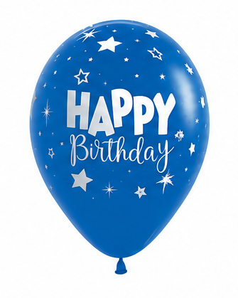 Blue Happy Birthday 12" Latex Balloon With Helium