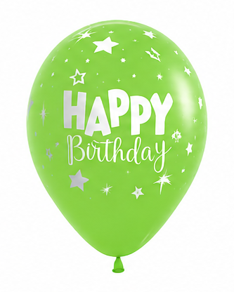 Green Happy Birthday 12" Latex Balloon With Helium