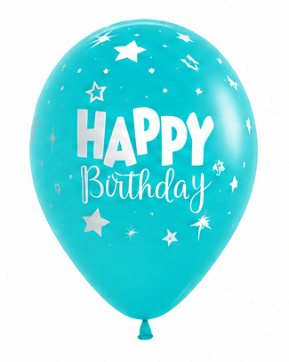 Teal Happy Birthday 12" Latex Balloon With Helium
