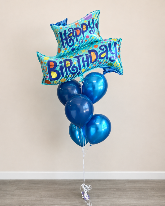 XXL Happy Birthday Banner 5 Balloon Bouquet With Helium