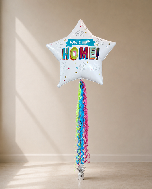 Giant Welcome Home Star Balloon With Tail Helium Filled