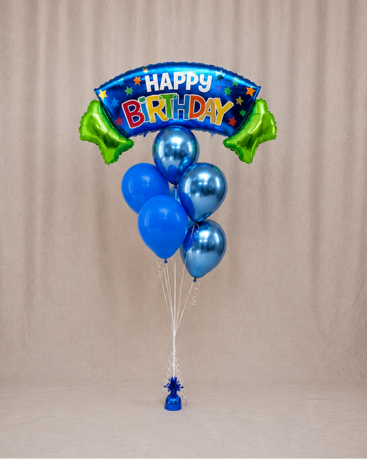 XXL Happy Birthday Banner 5 Balloon Bouquet With Helium