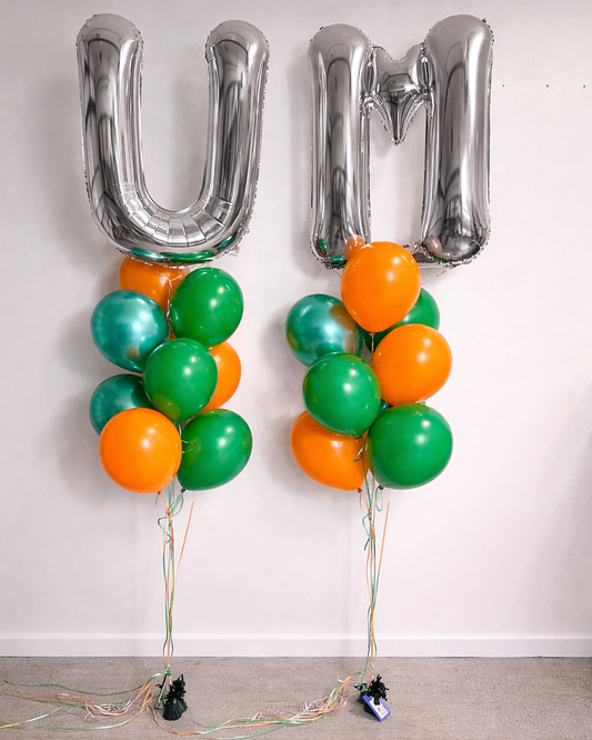 Giant Letters U And M Two Balloon Bouquets With Weights