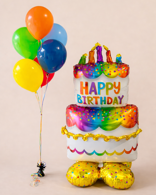 Giant Cake Balloon With Helium Bouquet Any Color
