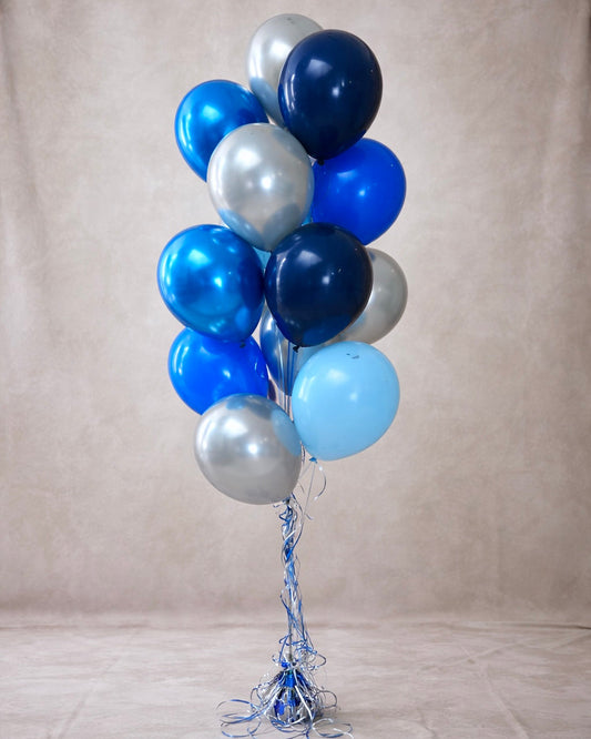 12 Helium Balloon Bouquet With Weight Mixed Blues