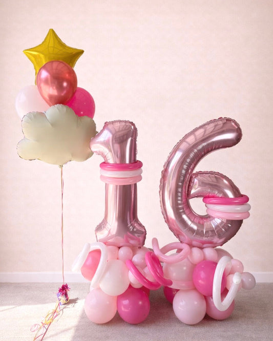 Giant Number Helium Balloon Bouquet and Structure With Cloud and Stars Any Color