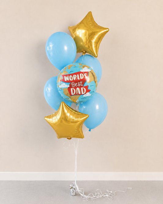 Father's Day World's Best Dad Balloon Bouquet With Helium