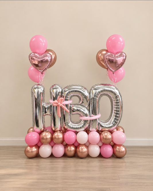 HBD Happy Birthday Balloon Structure With Helium Bouquets Any Color