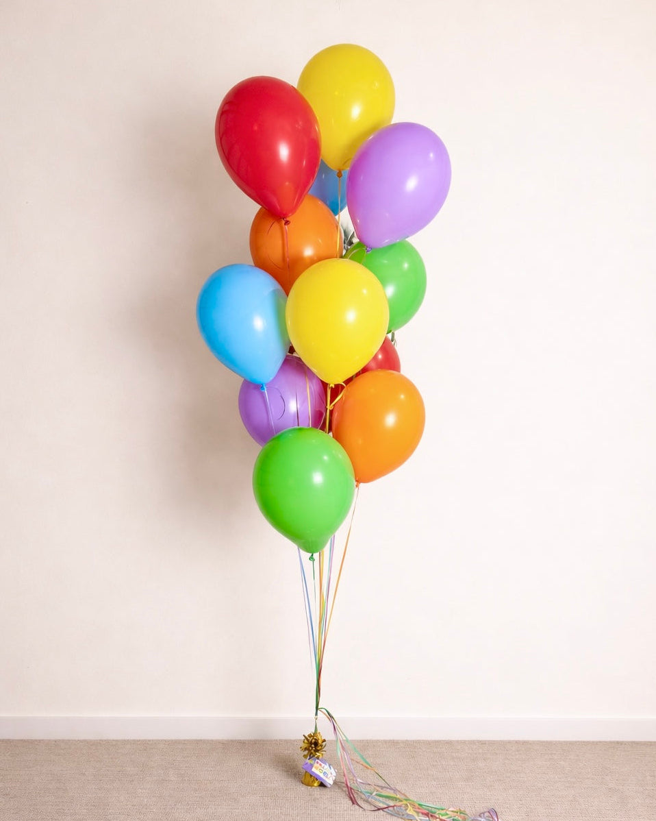 12 Helium Balloon Bouquet With Weight Any Color