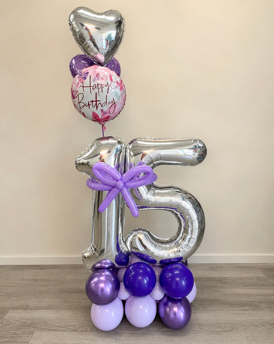 Double Number Structure With Happy Birthday Balloon Any Color Any Numbers