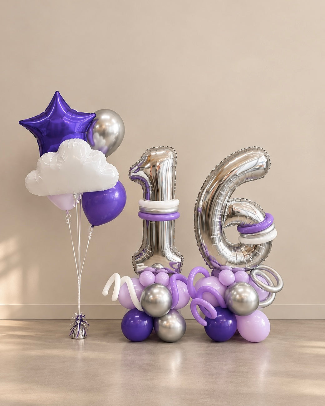 Giant Number Helium Balloon Bouquet and Structure With Cloud and Stars Any Color