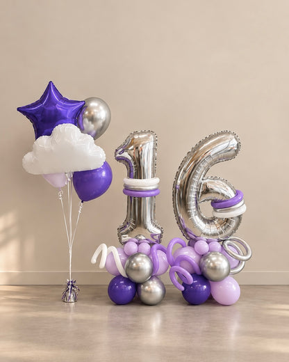 Giant Number Helium Balloon Bouquet and Structure With Cloud and Stars Any Color