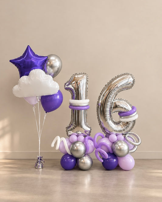 Giant Number Helium Balloon Bouquet and Structure With Cloud and Stars Any Color