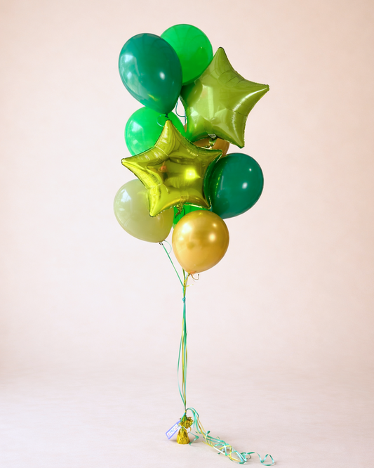 Mixed Stars And Latex 9 Balloon Bouquet With Weight Any Color