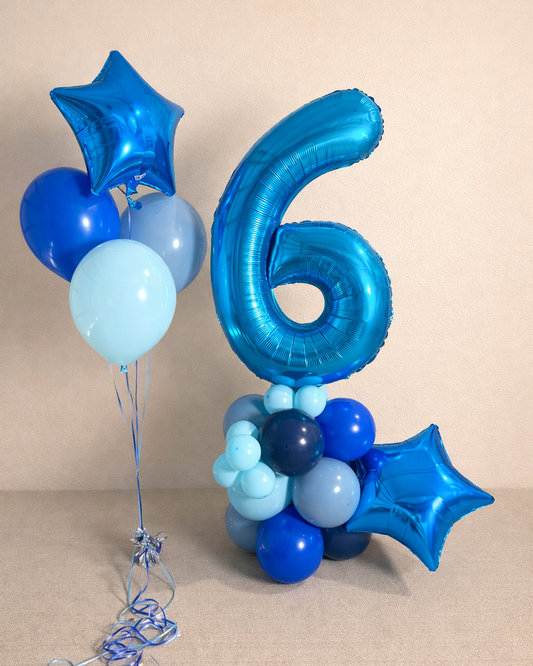 Giant Number Single Number Structure With Helium Balloon Bouquet