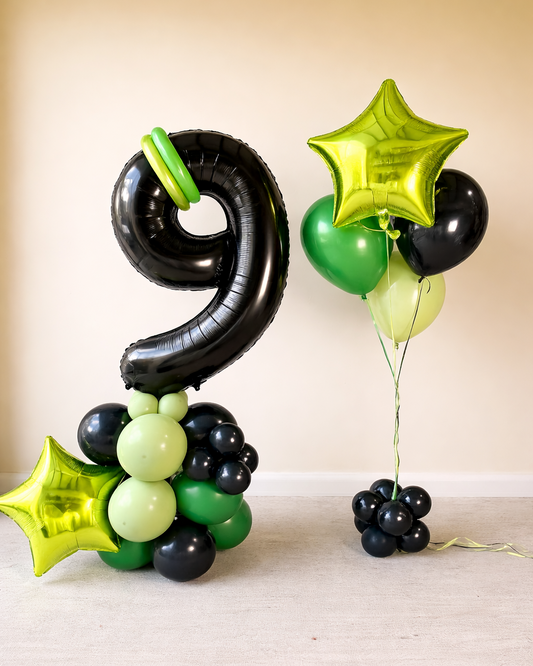 Giant Number Single Number Structure With Helium Balloon Bouquet