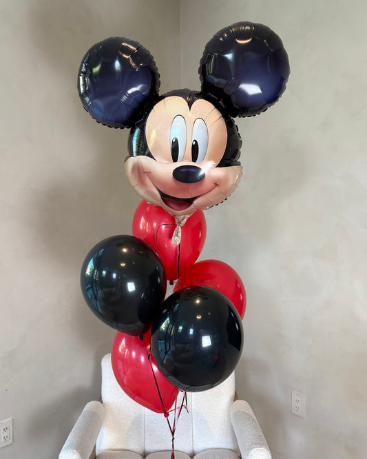 Giant Mickey Mouse Balloon Bouquet with 5 Helium Balloons And Weight