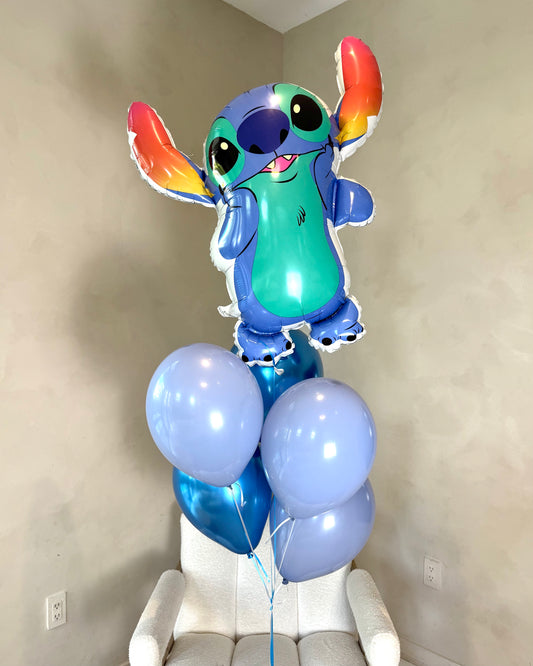 Giant Stitch Balloon Bouquet with 5 Helium Balloons With Weight
