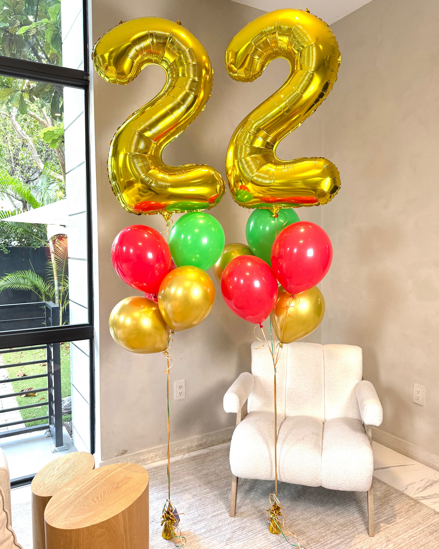 Giant Number With 5 Helium Balloons Bouquet With Weight