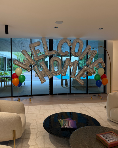 Giant Letters Balloon Arch Custom Phrase Any Letters Silver