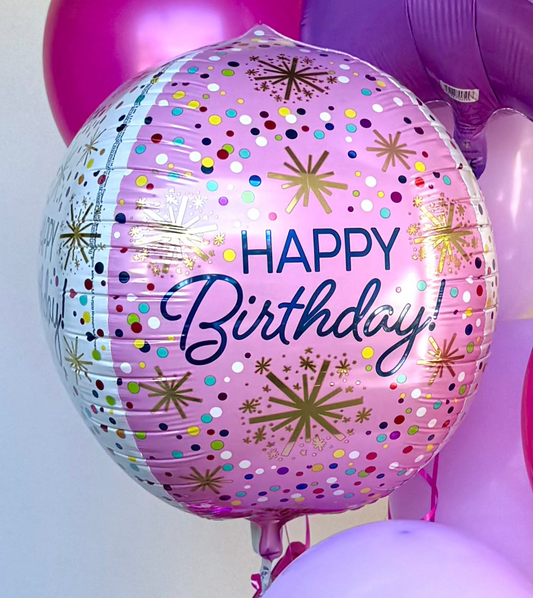 "Happy Birthday" Pink and Purple Balloon 24" With Helium