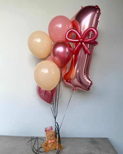 Giant Number With 6 Balloons And Teddy