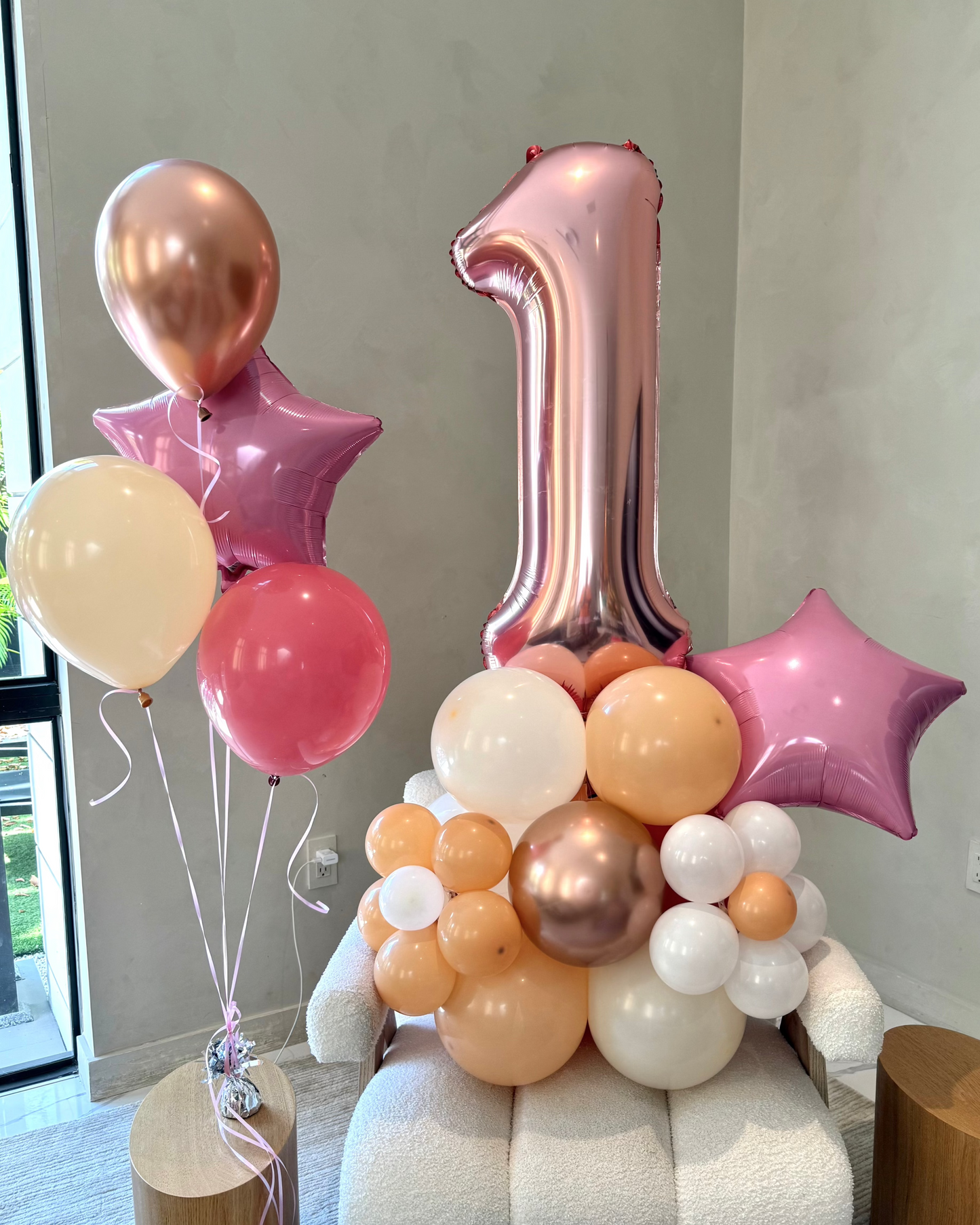 Happy Birthday Flower Number Helium Balloon Bouquet and Structure