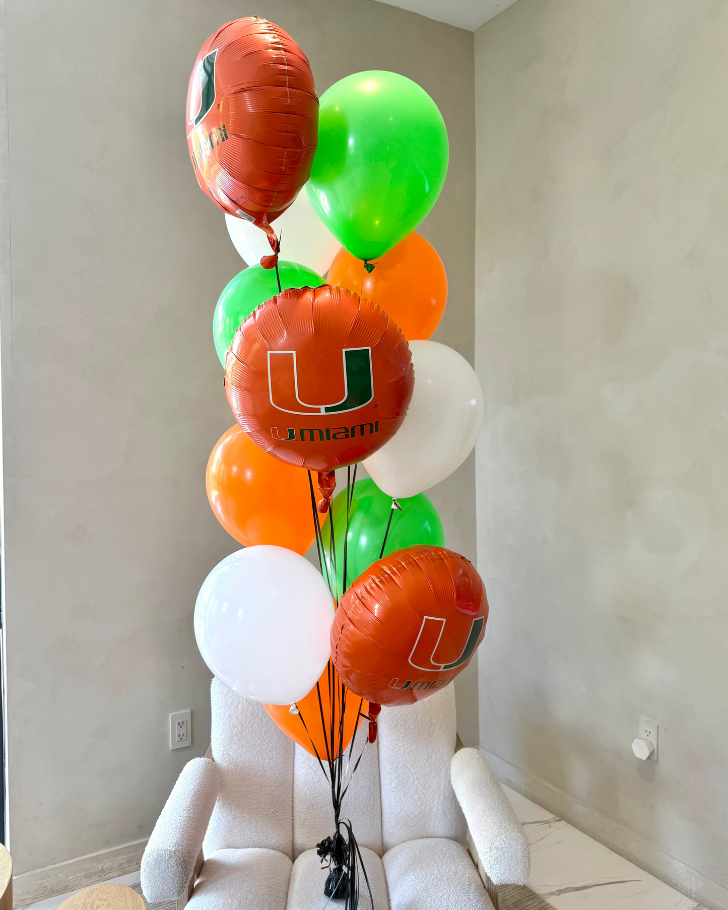 University Of Miami Helium Balloon Bouquet With Weight