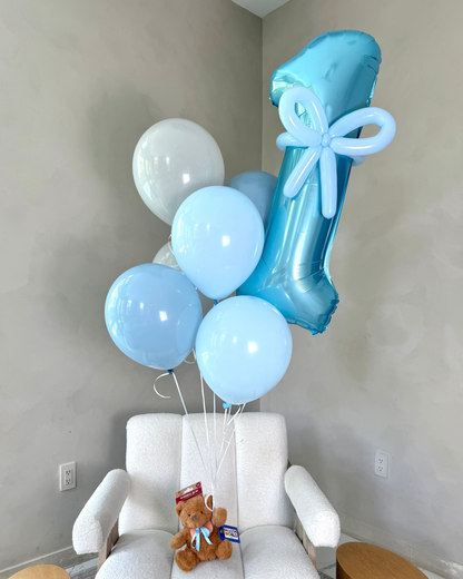 Giant Number With 6 Balloons And Teddy